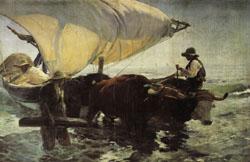 Joaquin Sorolla Y Bastida Return from Fishing Towing the Bark oil painting image